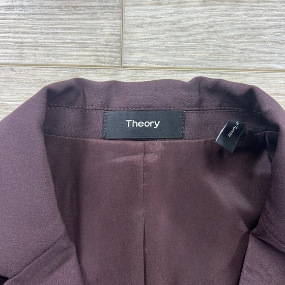 Theory Size 6 Braneve Continuous Purple Wool Blend Peplum Blazer Officecore - Picture 5 of 10